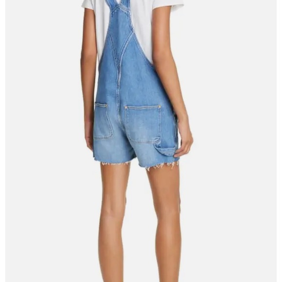 NWOT Frame Le Garcon Cutoff Short Denim Overalls - M - Picture 3 of 10